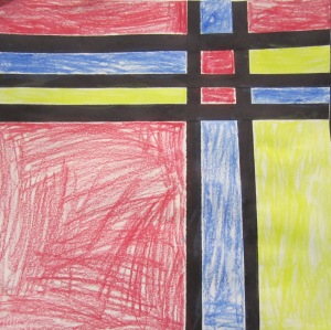 kindergarten- Mondrian inspired- crayon