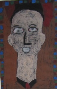 1st grade Modigliani portraits- oil pastel