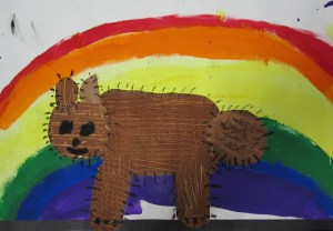 Kindergarten, Eric Carle inspired painted paper and cut paper collage- tempera paint